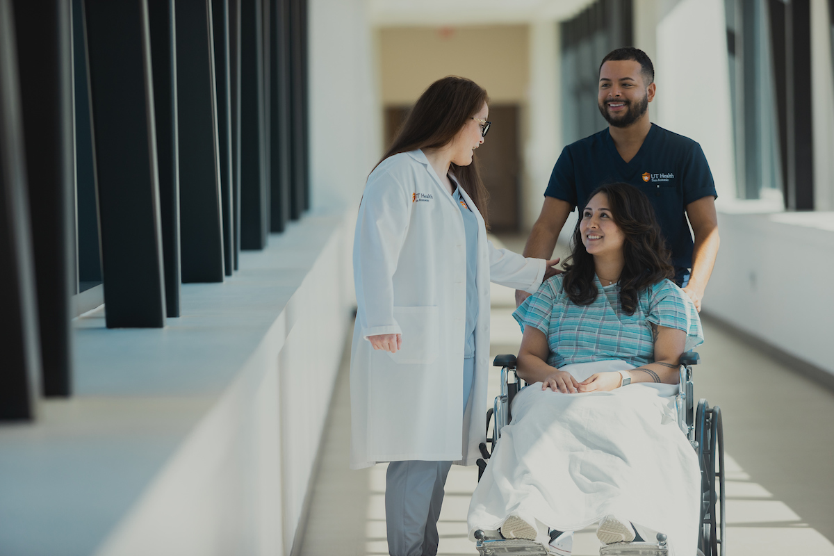 Patient and care team on the Frost skybridge