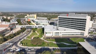 Hospital exterior and skybridge