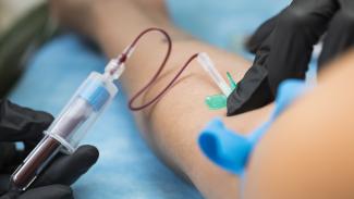 Close up of a blood donation